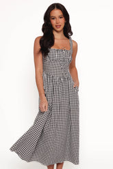 Kinslee Midi Dress - Black Gingham